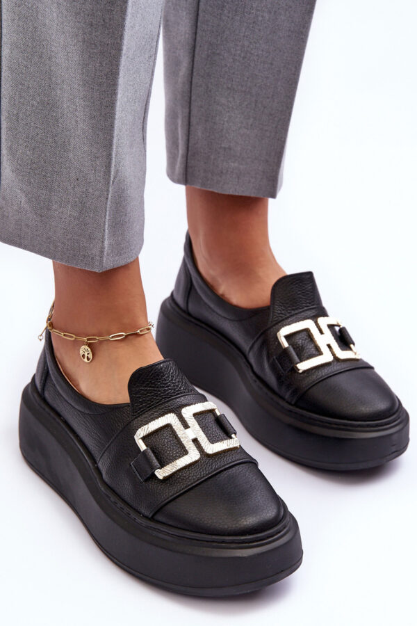 Lewski Shoes Női bőr platformcipő Black Lewski