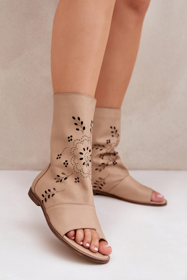 Lewski Shoes Zazoo 3437 Női Bőrszandál Cipzárral Bézs
