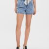 Light Blue Denim Shorts with Belt VERO MODA Leelah - Women