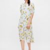 Light Blue Floral Backless Midi Dress Pieces Lillian - Women
