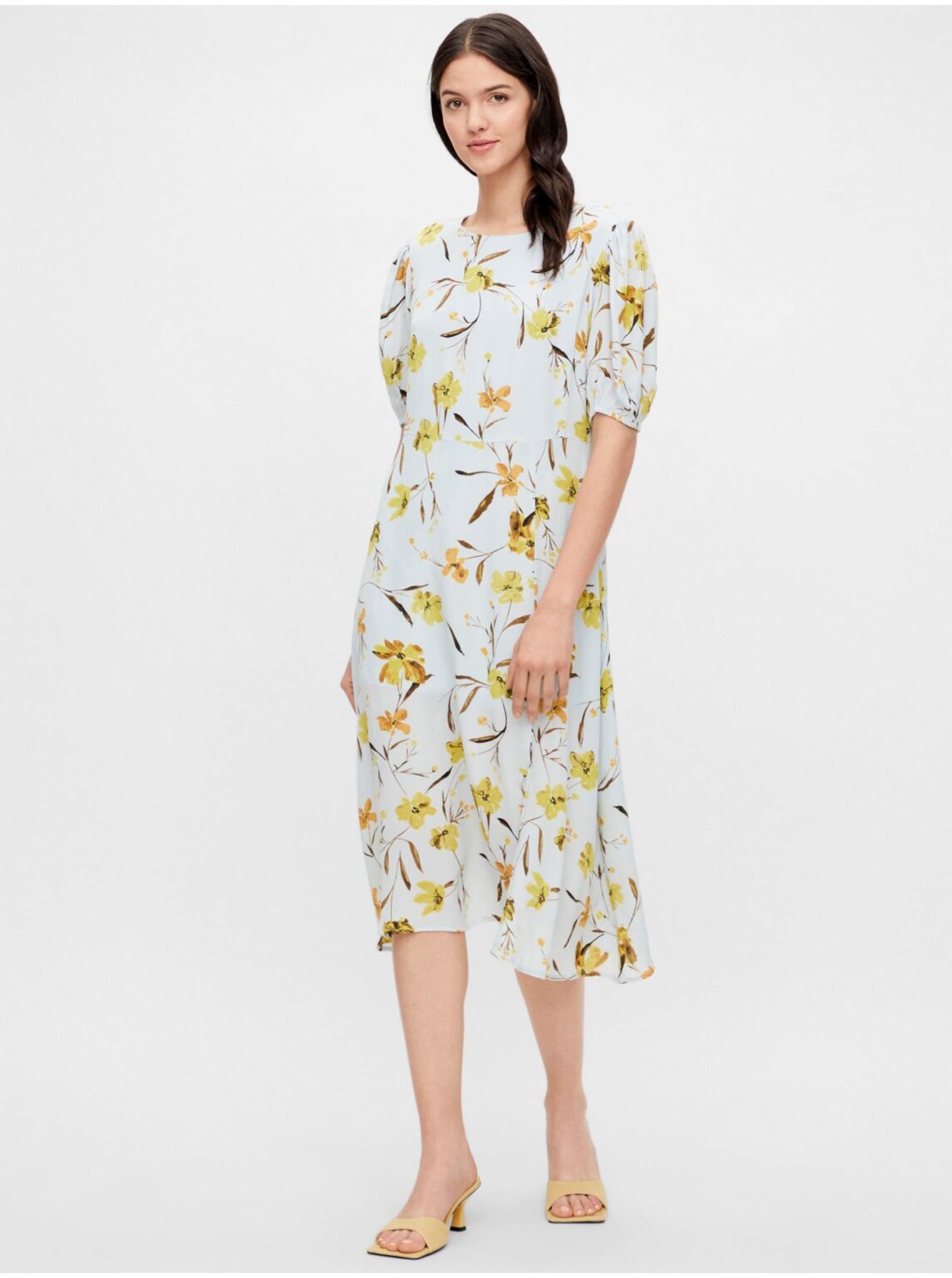 Light Blue Floral Backless Midi Dress Pieces Lillian - Women
