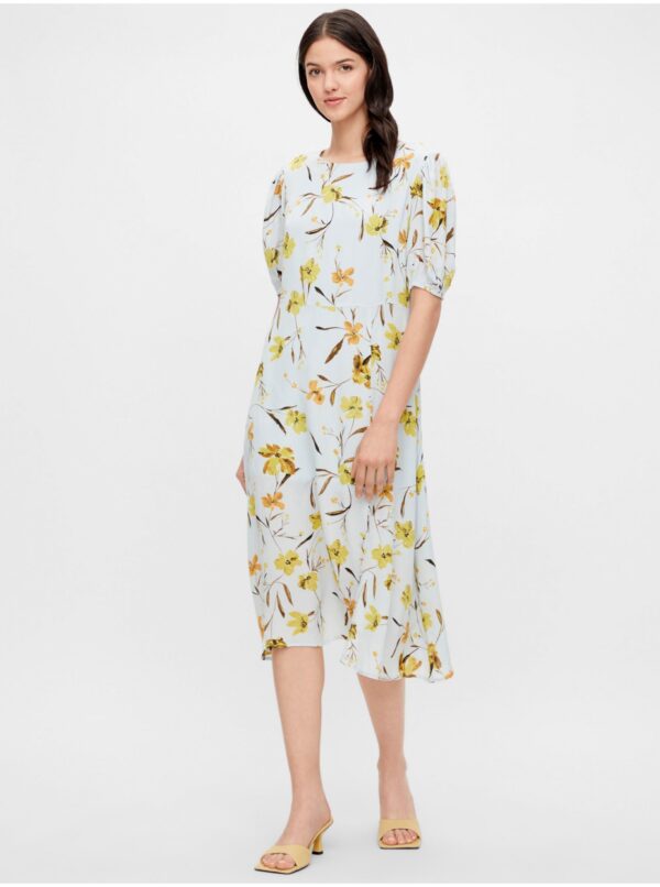 Light Blue Floral Backless Midi Dress Pieces Lillian - Women