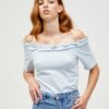 Light Blue Off-the-Shoulder Crop Top Pieces Leah - Women's