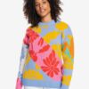 Light Blue Women's Patterned Sweater with Roxy Wool - Women