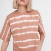 Light Brown Patterned Loose T-Shirt Noisy May Buster - Women