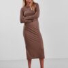 Light Brown Ribbed Sweater Mididress Pieces Kylie - Women