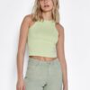 Light Green Ribbed Cropped Tank Top Noisy May Ribella - Women