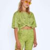 Light Green Short Patterned Leggings Noisy May Anna - Women