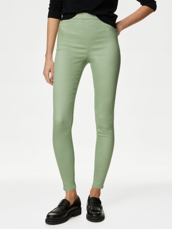 Light Green Women's High-Waisted Skinny Fit Jeans by Marks & Spencer