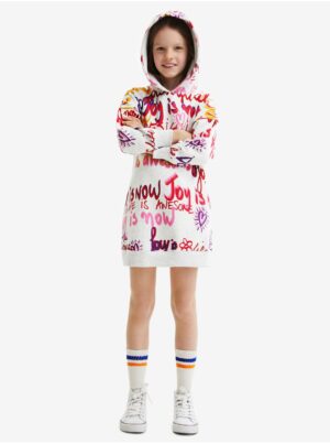 Light Grey Girly Patterned Sweatshirt Dress Desigual Almeda - Girls