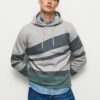 Light Grey Mens Striped Hoodie Pepe Jeans Phe - Mens