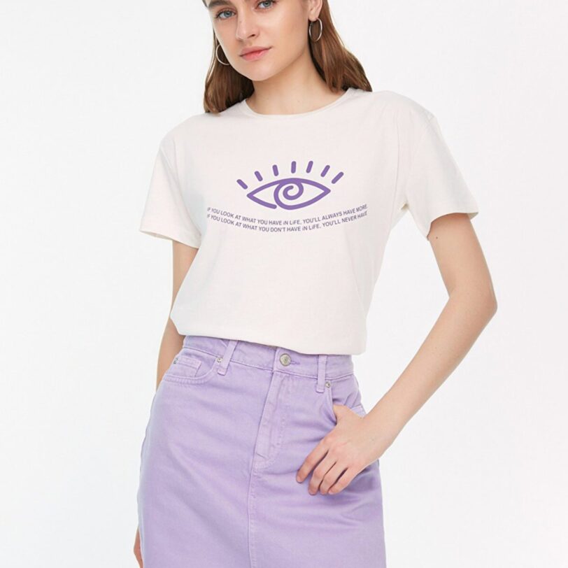 Light Purple Denim Mini Skirt Trendyol - Women