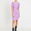 Light Purple Patterned Sheath Dress Versace Jeans Couture - Women