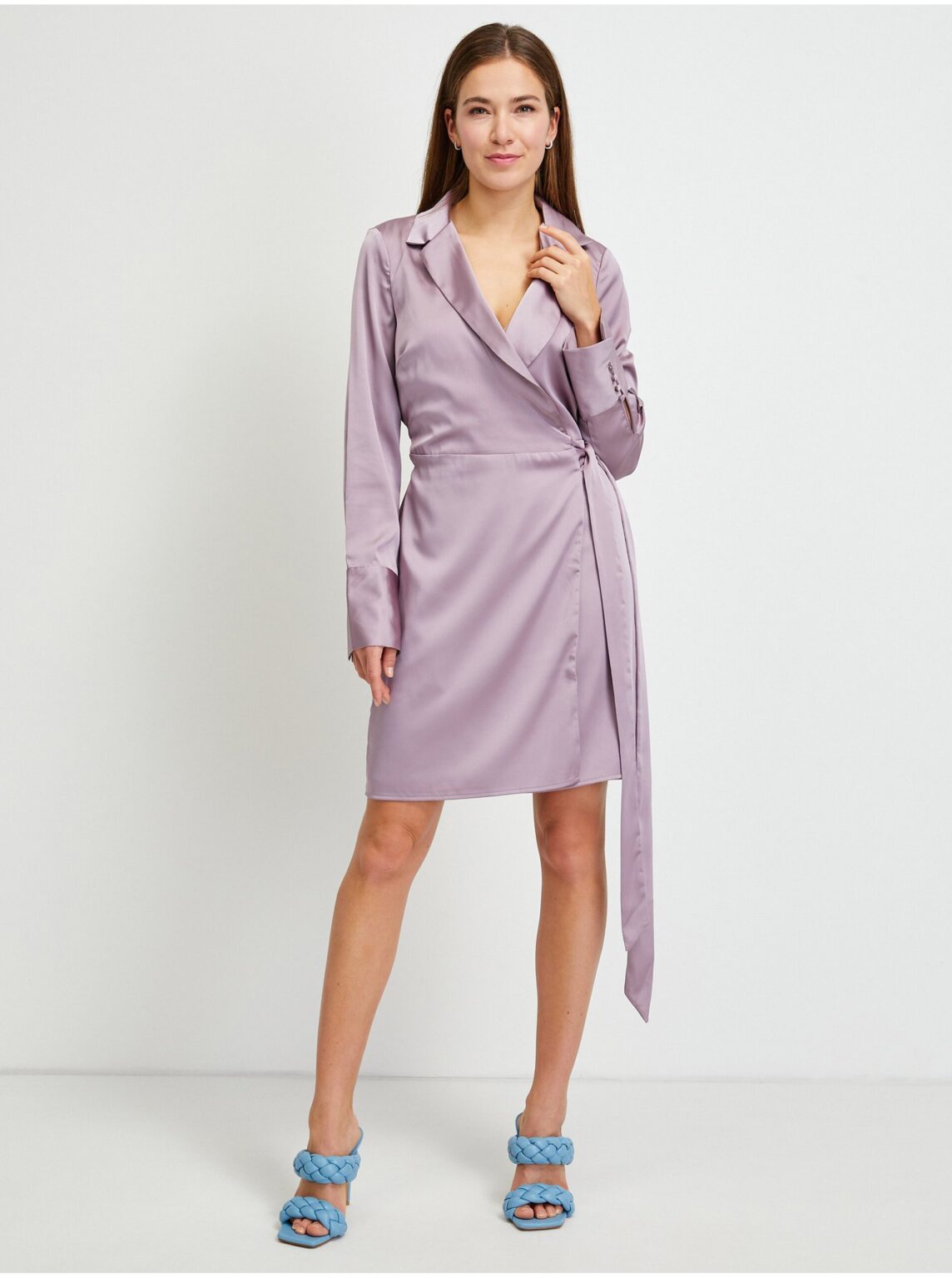 Light Purple Women Shiny Wrap Dress Guess - Women