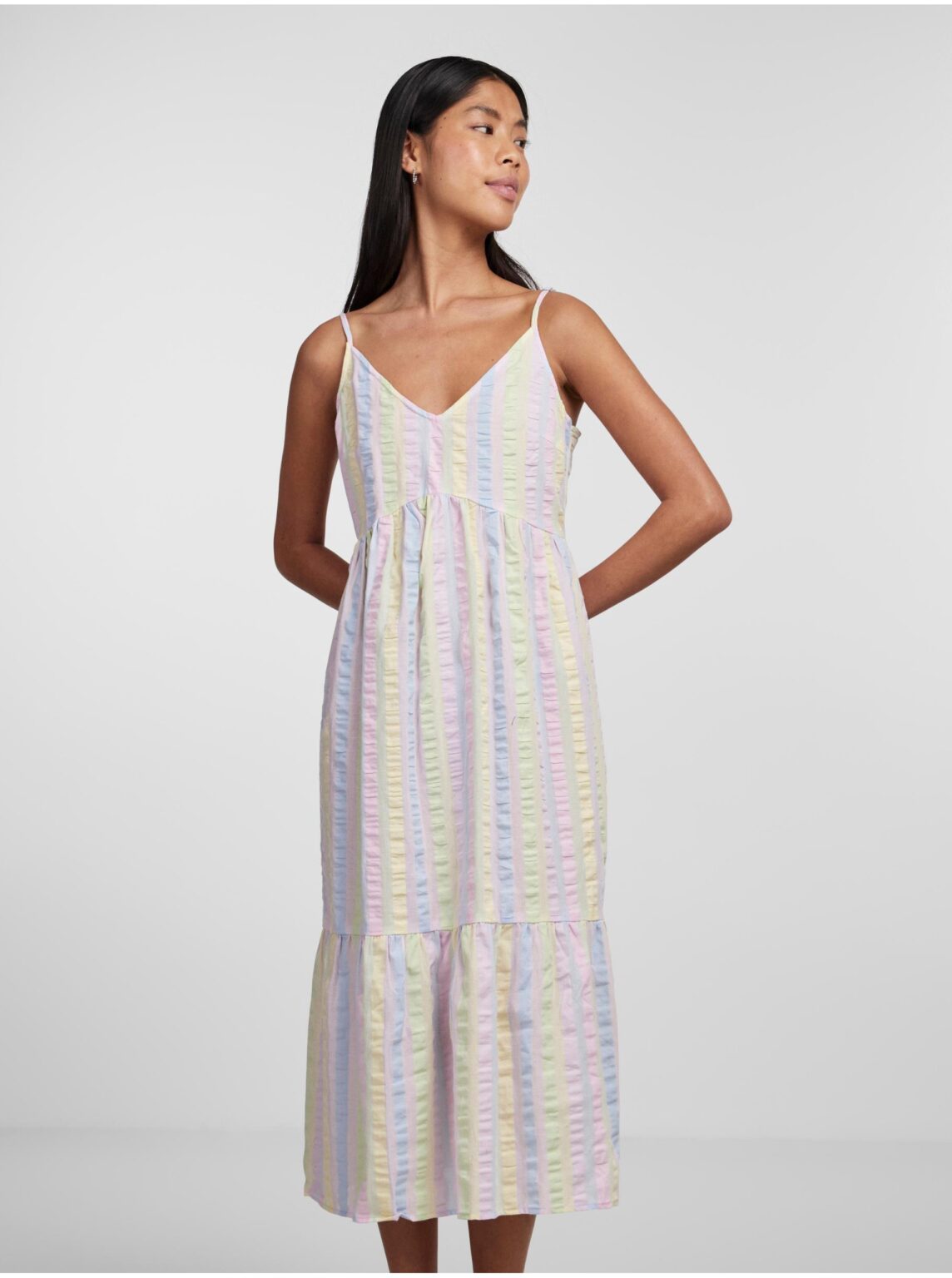 Light Purple Women's Striped Midi Dress Pieces Kaitlyn - Women