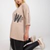 Light beige cotton blouse larger size with printed design