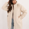 Light beige transitional jacket with shiny thread
