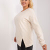 Light beige women's plus size blouse with a round neckline