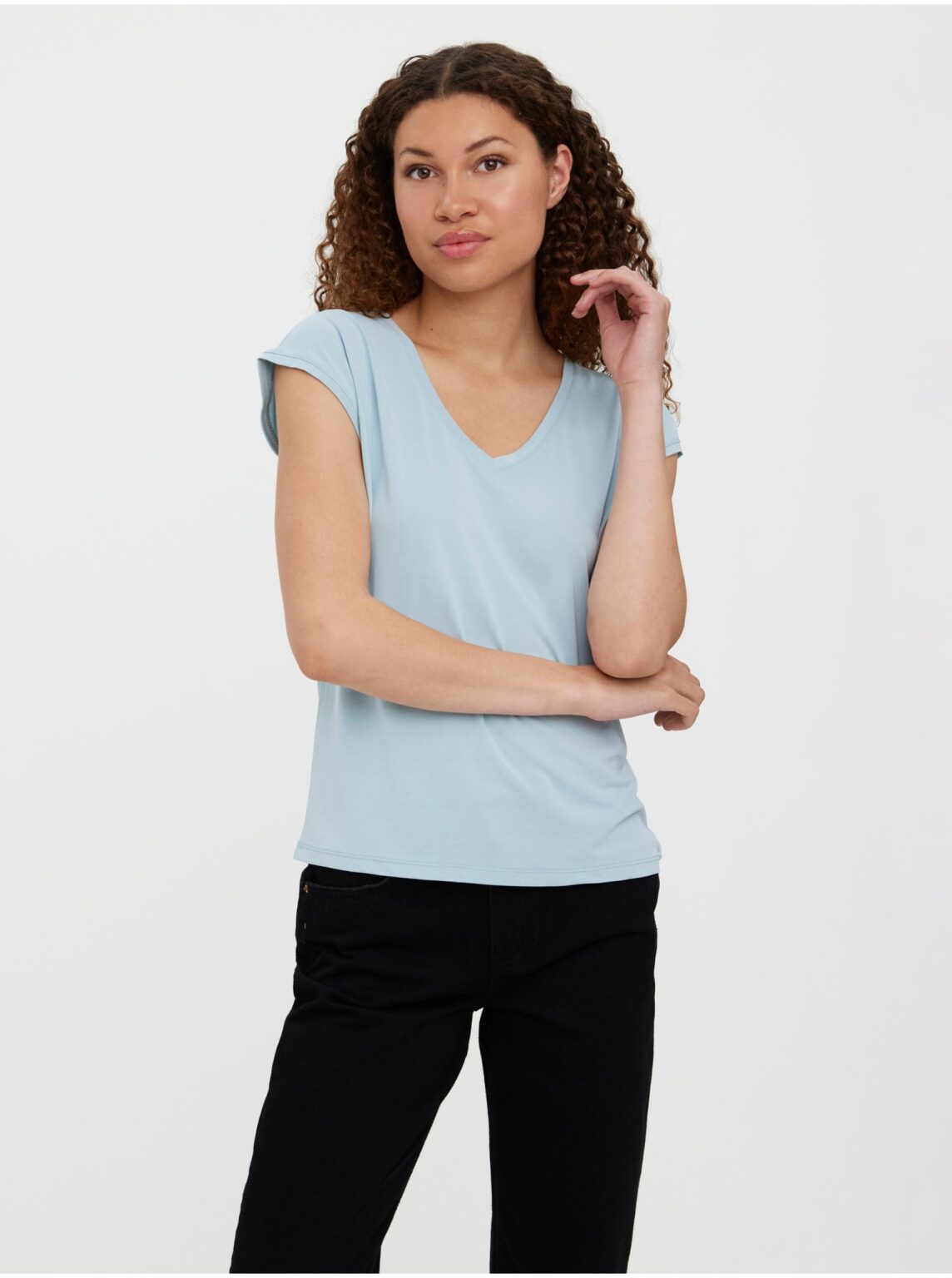 Light blue basic T-shirt VERO MODA Filli - Women