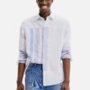 Light blue men's striped shirt Desigual Bernard - Men