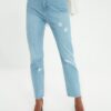 Light blue mom fit jeans with ripped effect Trendyol - Women
