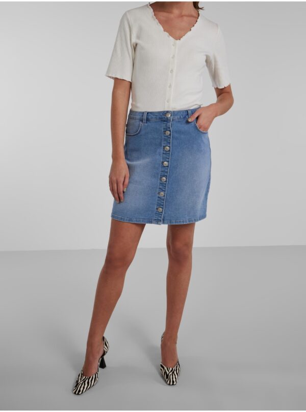 Light blue women's denim skirt Pieces Peggy - Women