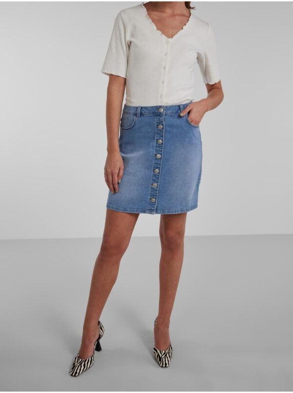 Light blue women's denim skirt Pieces Peggy - Women