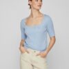 Light blue women's ribbed T-shirt VILA Lana - Women