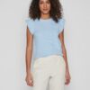 Light blue women's ribbed T-shirt VILA Ril - Women