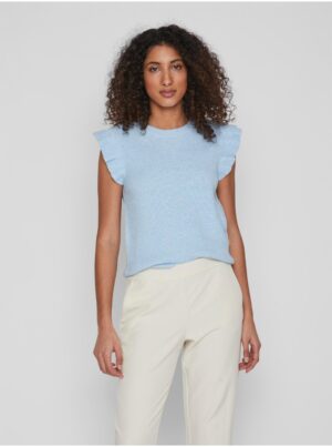Light blue women's ribbed T-shirt VILA Ril - Women