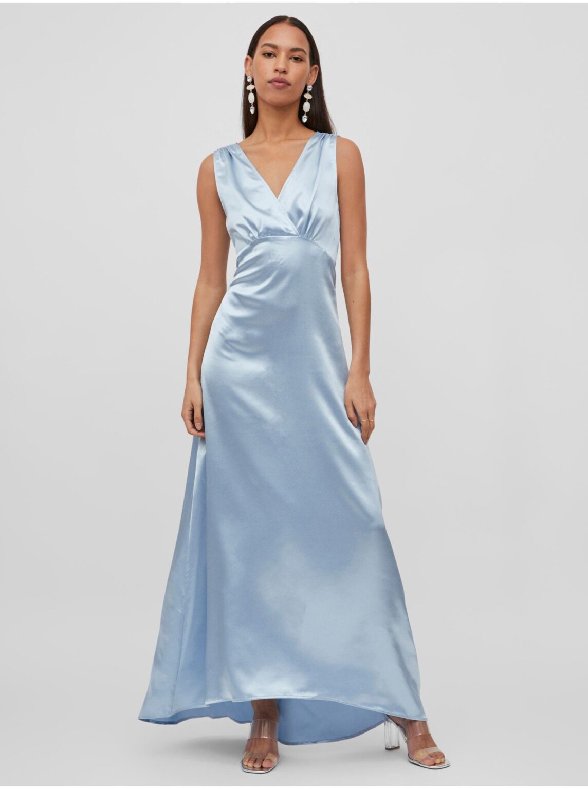 Light blue women's satin maxi dress VILA Sittas - Women's