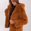 Light brown eco-fur jacket with hood