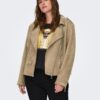 Light brown ladies jacket in suede finish ONLY CARMAKOMA Scootie - Ladies