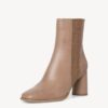Light brown leather ankle boots with high heel Tamaris - Women's