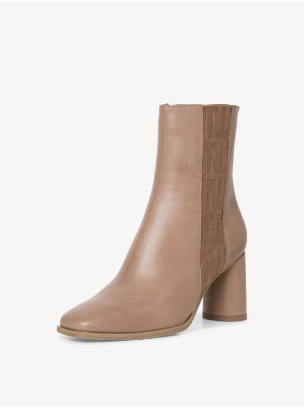 Light brown leather ankle boots with high heel Tamaris - Women's