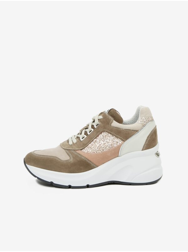 Light brown leather wedge sneakers NeroGiardini - Women's