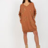 Light brown one-size long sweatshirt with a rhinestone application
