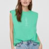 Light green T-shirt with inscription VERO MODA Hollie - Women
