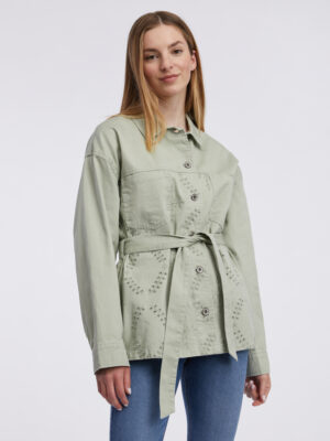 Light green women's patterned denim jacket ORSAY