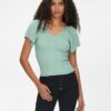Light green women's ribbed T-shirt ONLY Leelo - Women's