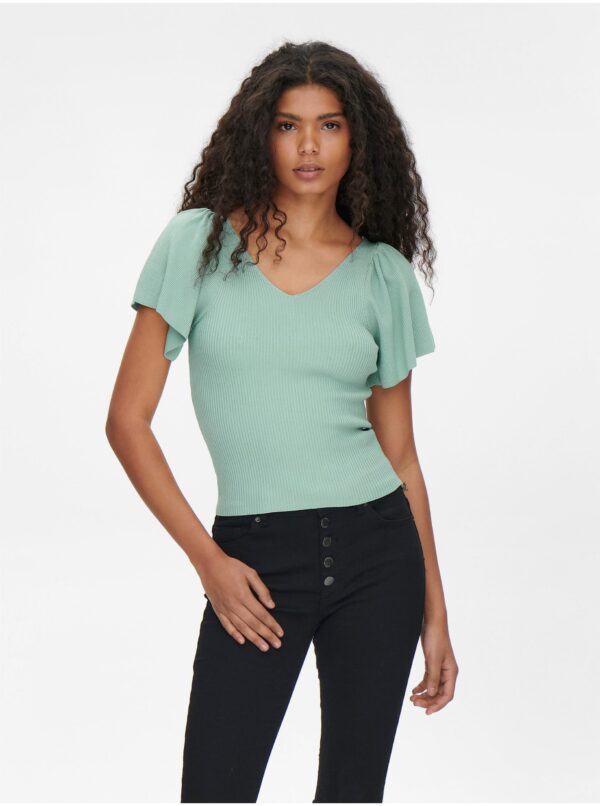 Light green women's ribbed T-shirt ONLY Leelo - Women's
