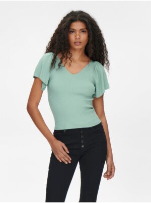 Light green women's ribbed T-shirt ONLY Leelo - Women's