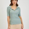 Light green women's ribbed T-shirt ORSAY - Women