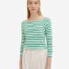 Light green women's striped long-sleeved t-shirt Tom Tailor - Women's