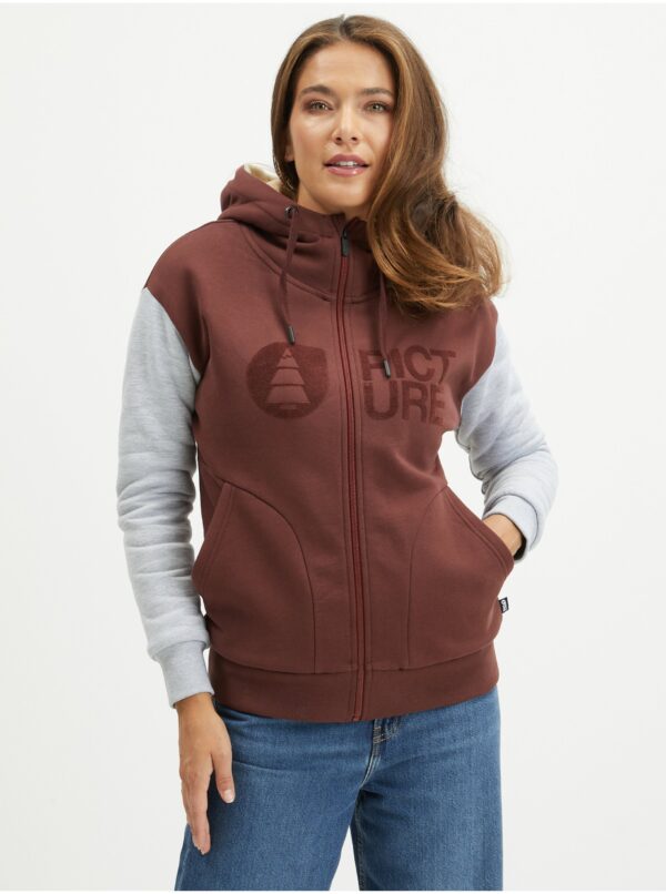 Light grey-burgundy women's hoodie Picture - Women's