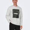 Light grey mens brindle sweatshirt ONLY & SONS Oren - Men