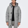 Light grey men's quilted winter coat ONLY & SONS Carl - Men's