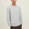 Light grey ribbed basic sweater Jack & Jones Otto - Men