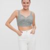Light grey striped crop top with straps VERO MODA Serena - Women