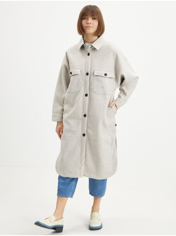 Light grey women's long shirt jacket Picture Sotola - Women's